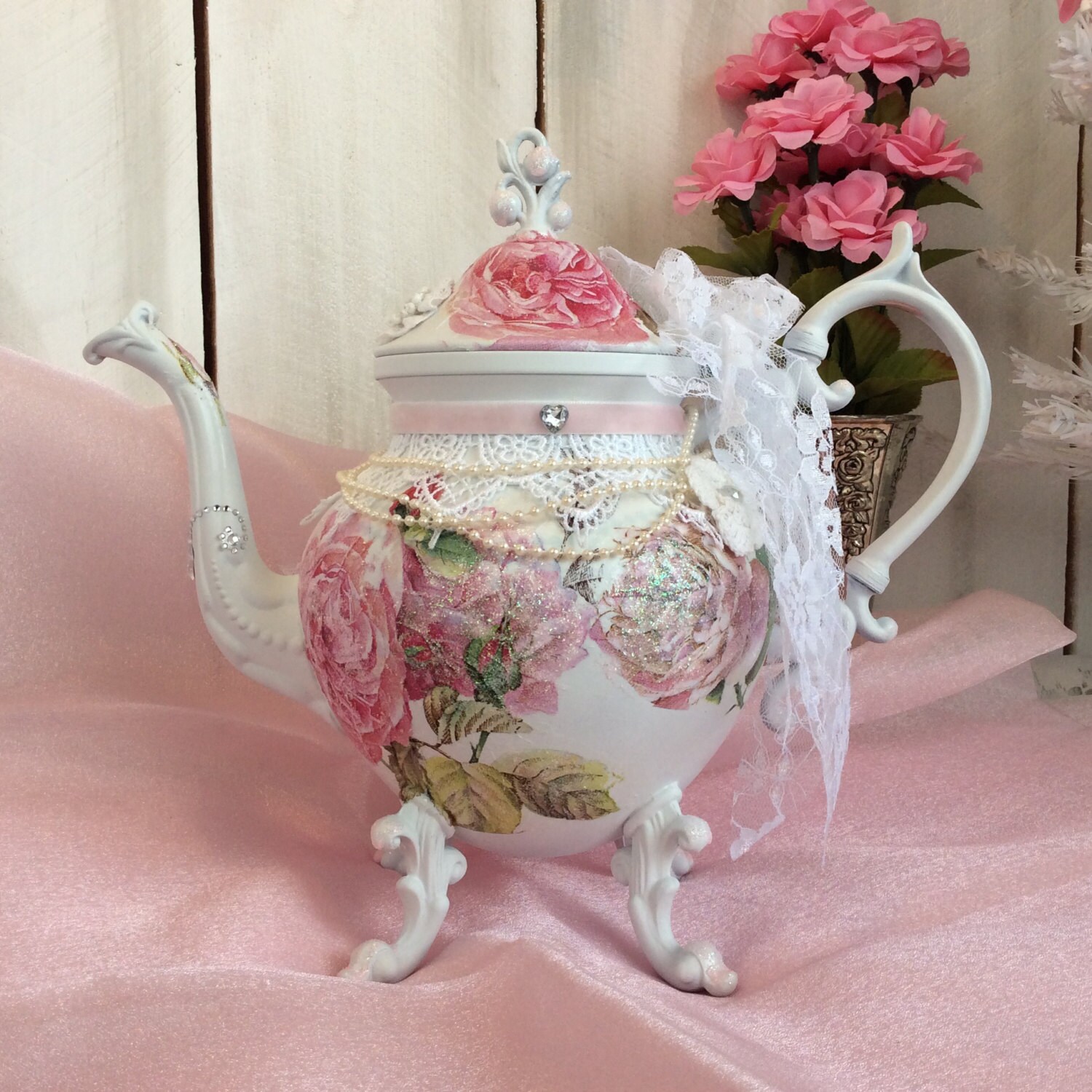 shabby chic teapot lacecottage roses by lilhoneysshoppe on shabby chic teapot lacecottage roses by lilhoneysshoppe on