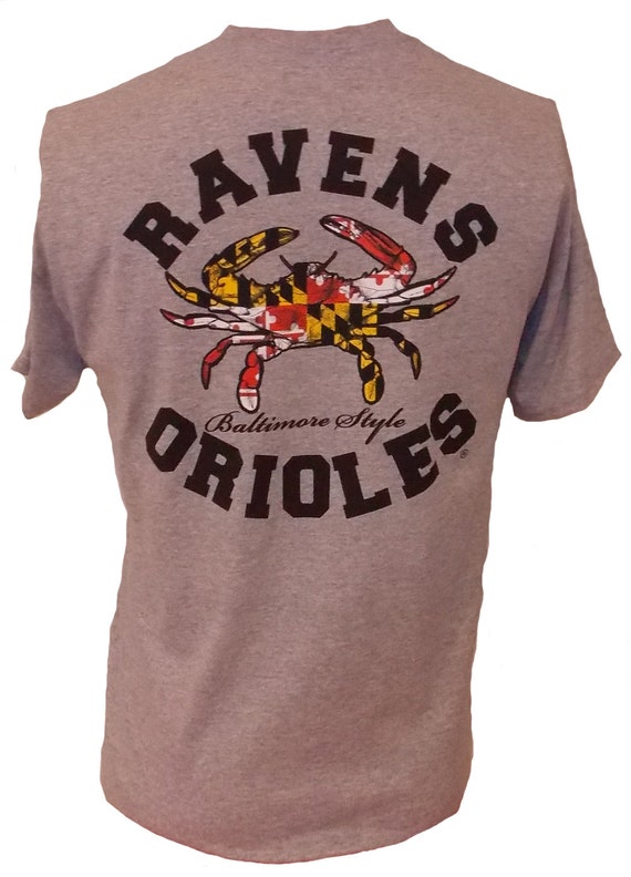 Ravens Orioles Maryland Crab Gray T-Shirt by HomeGamers on Etsy