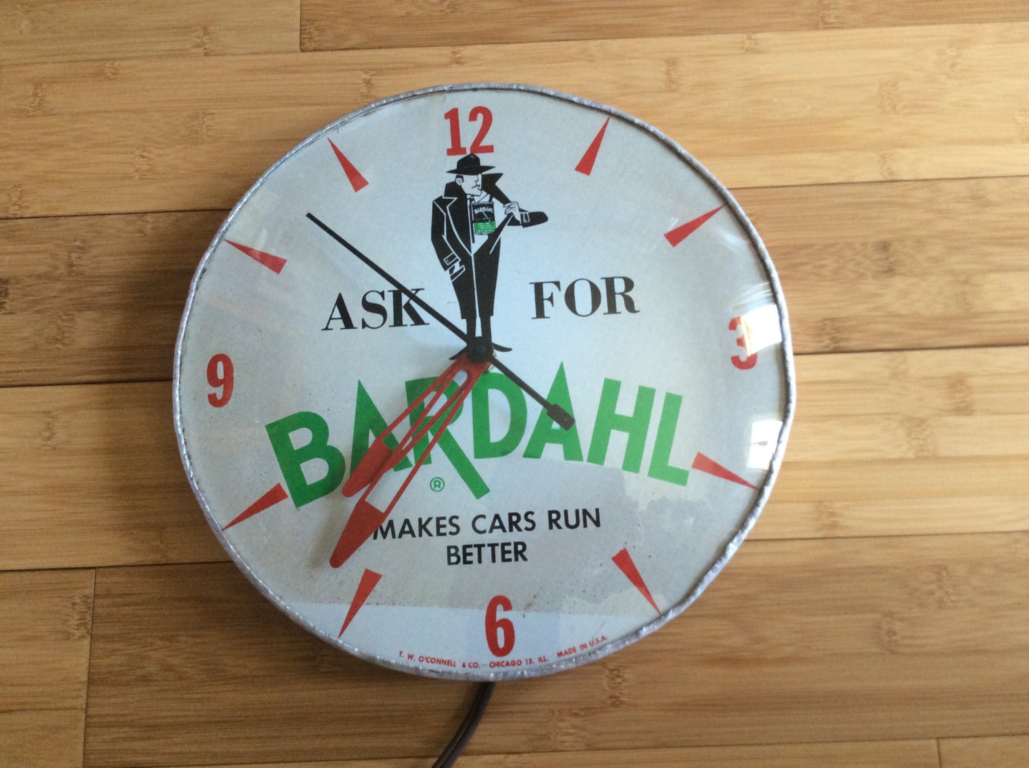 Vintage BARDAHL Advertising Clock by NorthCoastSensations on Etsy