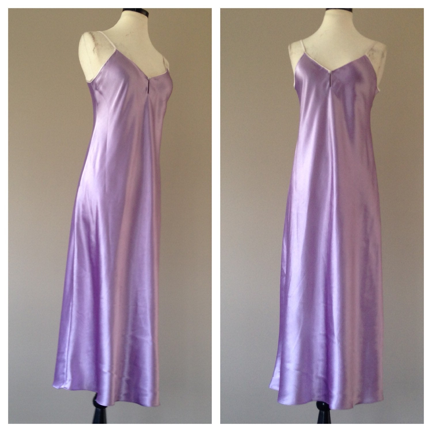 satin nightgown lingerie / long purple night gown / by LustNLux