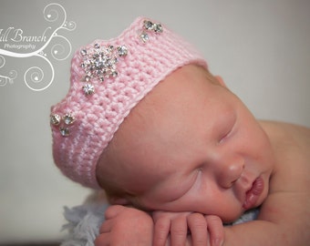 Crochet tiara, crochet headband, crown, newborn photo prop, baby tiara, girl tiara, princess headband, made to order, custom colors, sparkly