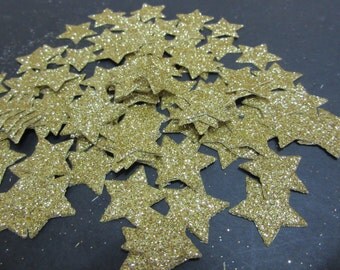 100 x 2cm Gold Glitter Star die cuts