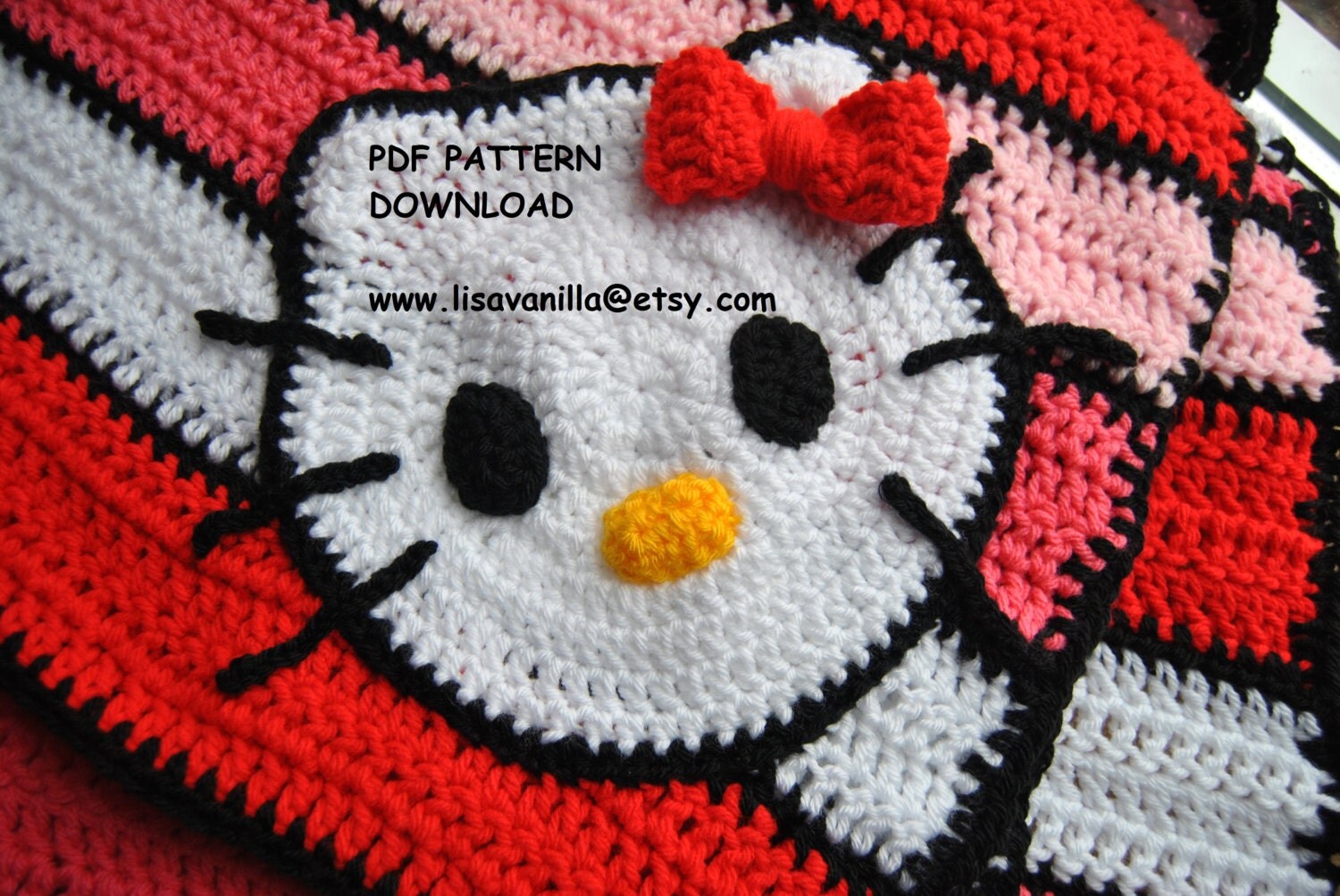 Hello Kitty Blanket Pattern/ crochet pattern/PDF download/ from LisaVanilLA o...