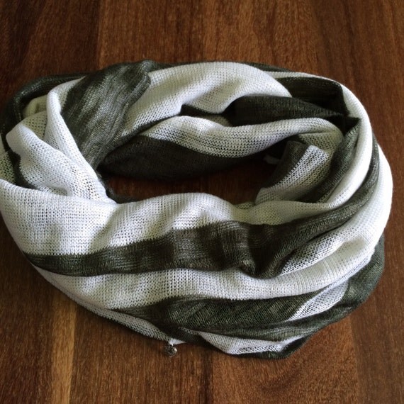 On Sale Olive/White infinity scarf sweater knit loop scarf