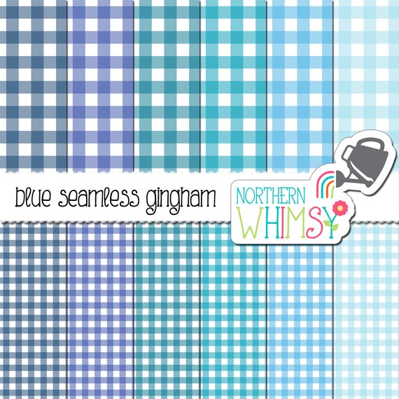 Items similar to Blue Gingham Digital Paper Pack gingham check papers