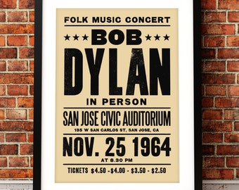Bob Dylan concert poster, Bob Dylan art print, music print, Bob Dylan, concert poster, Bob Dylan print, folk music, 60's music