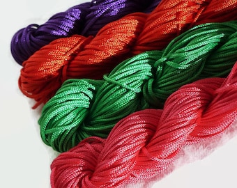 Nylon Shamballa Cord 1mm / Chinese Knotting Cord Various Colours Purple Red Pink Green
