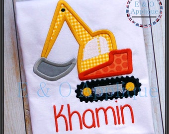 Digger Applique Design - Digger Construction Applique - Construction Applique - Digger Embroidery Design - Backhoe Embroidery - Construction