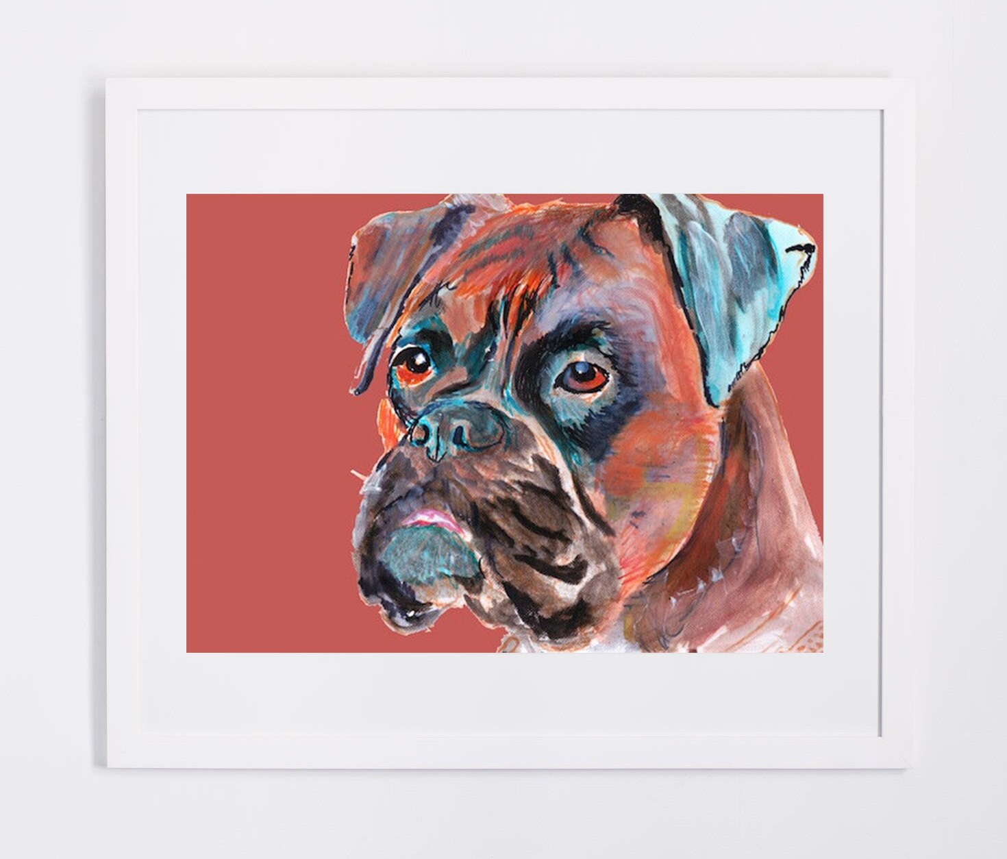 Boxer Dog painting art print brindle boxer dog by OjsDogPaintings