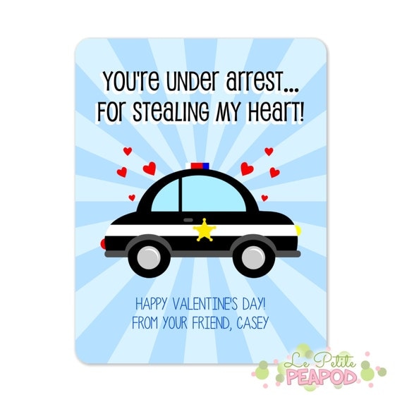 Police Car Valentine Kids printed by SweetPeaPetiteShop on Etsy