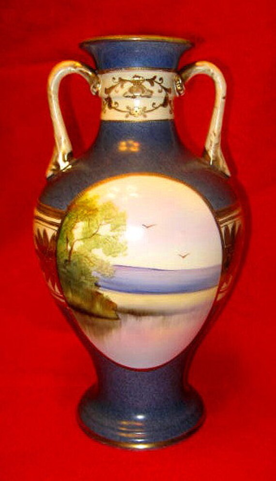 Beautiful Vintage Noritake Vase with Landscape and Floral