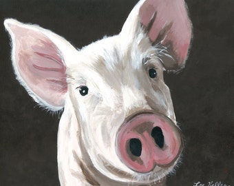 Pig art print from original pig painting, pig decor