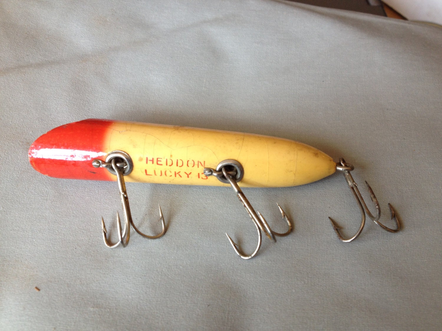 Beautiful Vintage HEDDON Lucky 13 Fishing Plug by UpNorthAntiques
