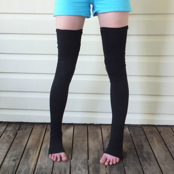 Items similar to Black leg warmers organic cotton extra long yoga leg