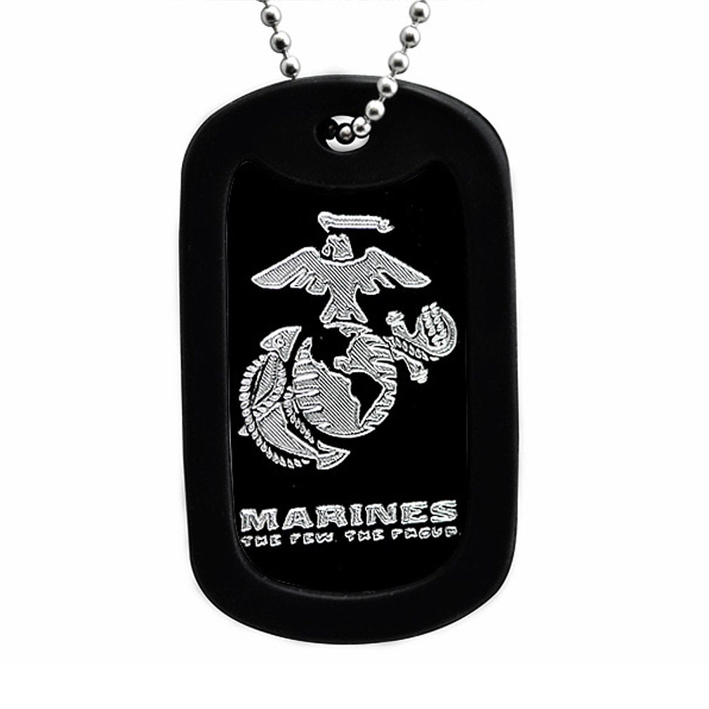 U.S. Marines Logo Aluminum Dog Tag with Stainless Steel