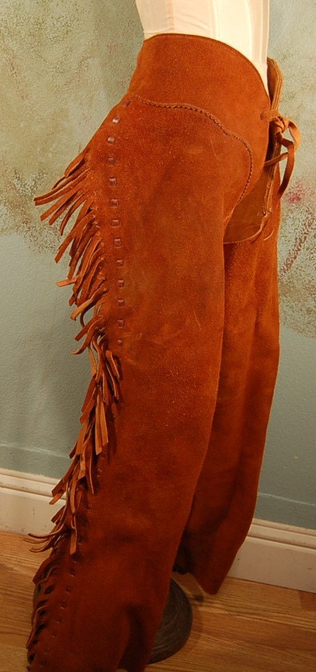 Ensemble luxueux à franges en cuir western : veste et pantalon évasé - France