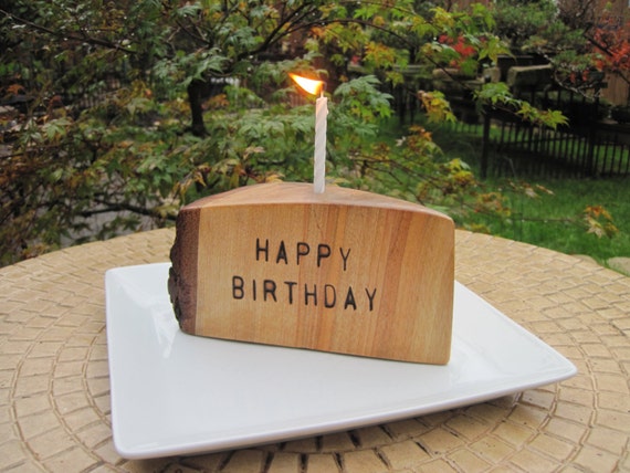 Wood Birthday Cake Slice Candle Holder Eco Friendly Reusable