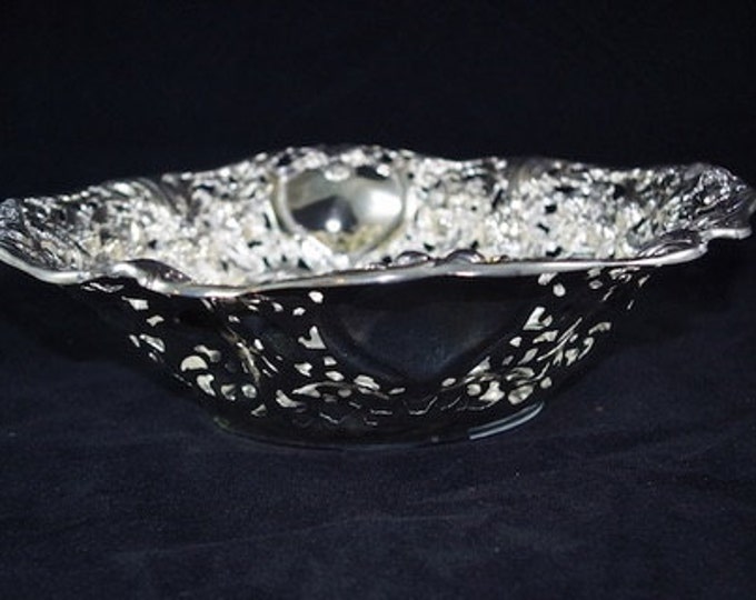 Storewide 25% Off SALE Ornate Vintage Silver Plated Scrolling Decorative Serving Bowl Featuring Beautiful Open Work Design and Lace Style Pa