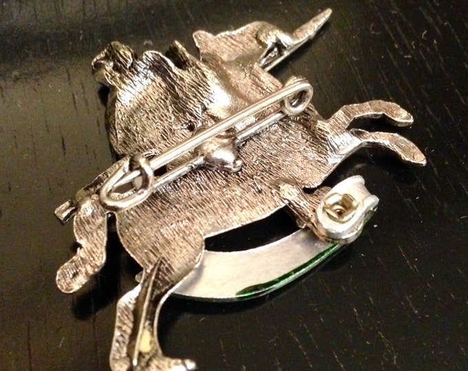 Storewide 25% Off SALE Unique Vintage Silver Tone Mounted Knight In Shining Armor Lapel Pin Featuring Inscribed 'Eichstatt' and Classical Me