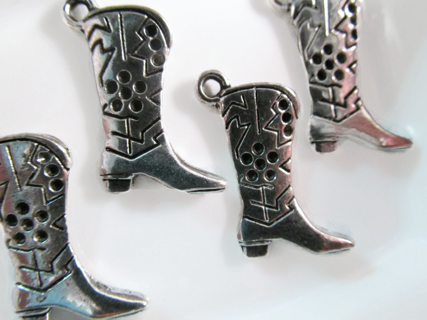 5 Cowboy Boot Charms 24x14mm Western Cowgirl Horse Southern