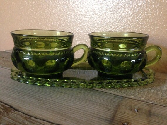 Vintage  saucer cup glass cup carnival set glass vintage and saucer and
