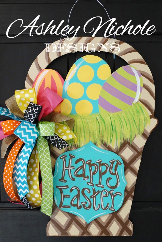 Easter Basket Door Hanger Easter Door Hanger Easter Wreath