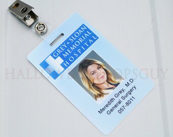 Grey's Anatomy Grey-Sloan Charactor ID Card w/ Clip Choice of Charactor Grey, Torres, Derek, Bailey, Yang, Robbins, Hunt, Amelia, Lexie