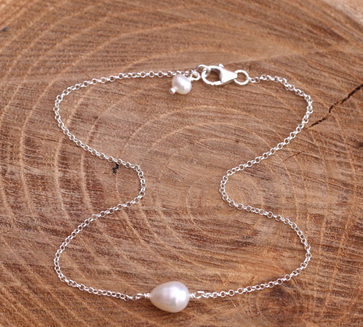 Sterling Silver Anklet Ankle Bracelet Natural by SilverCaveDesigns