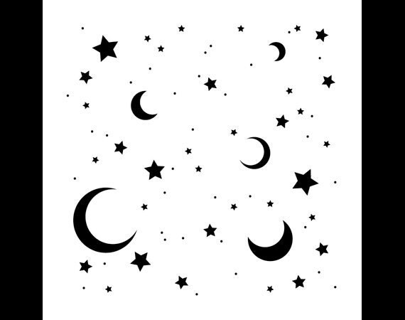 Moon & Stars-Pattern Stencil-Select Size SKU:STCL706