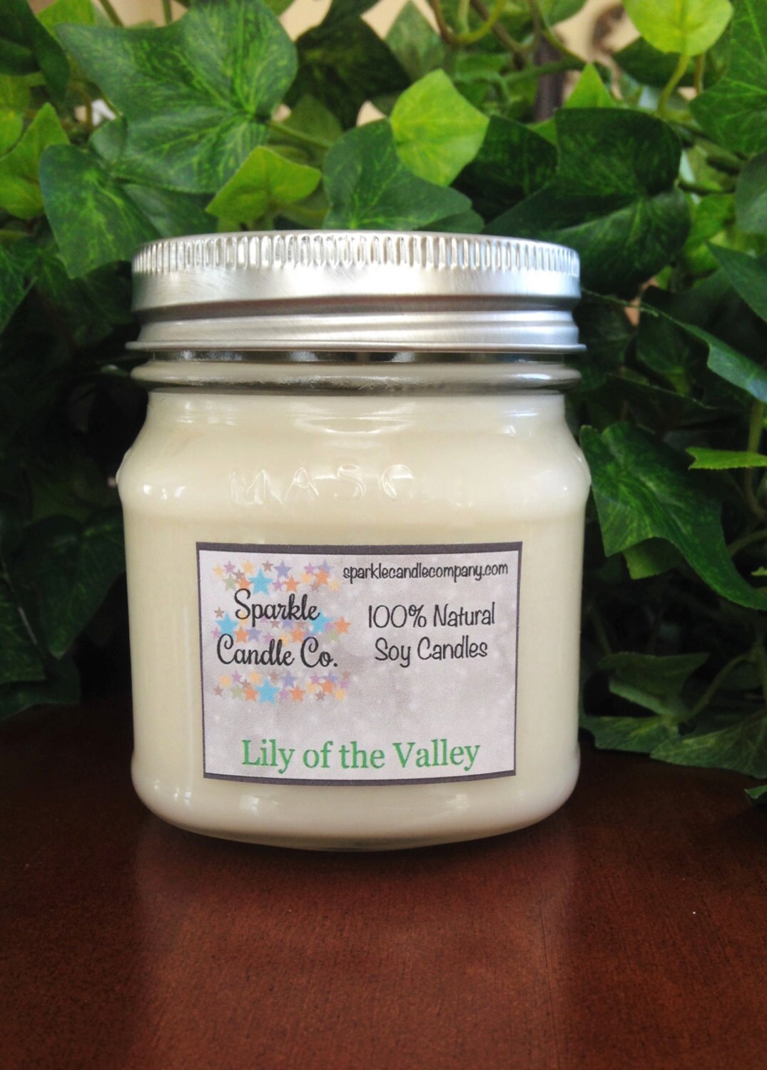 LILY Of The Valley Soy Candle 8 oz Mason Jar by SparkleCandleCo