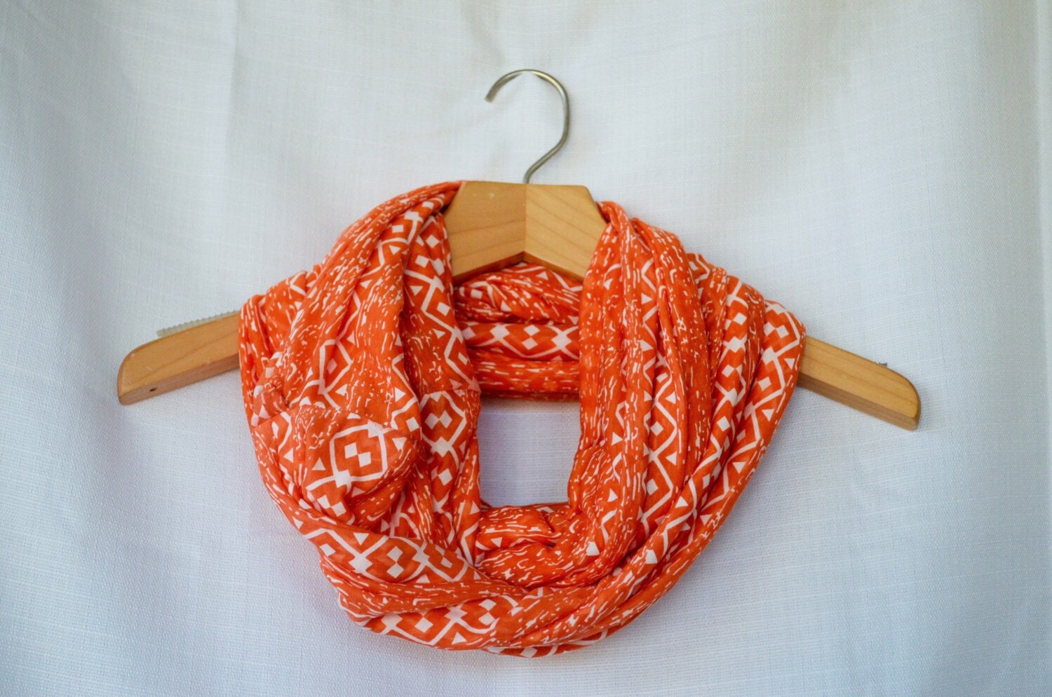 Aztec Orange Infinity Scarf Orange Scarf by AlloftheAbovely