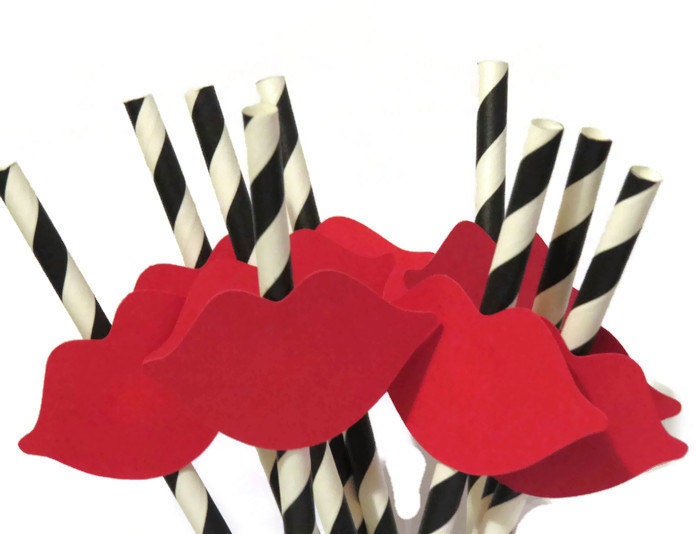 Lip Party Straws red lips Bachelorette Party Smooches