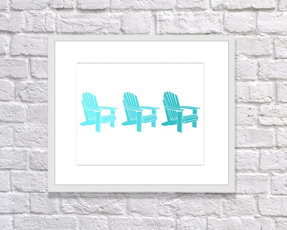 Aqua Adirondack Chair Print: Digital Printable by 