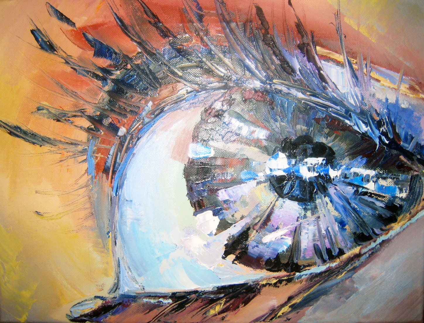 Oil Painting The Eye. Painted on canvas stretched on a