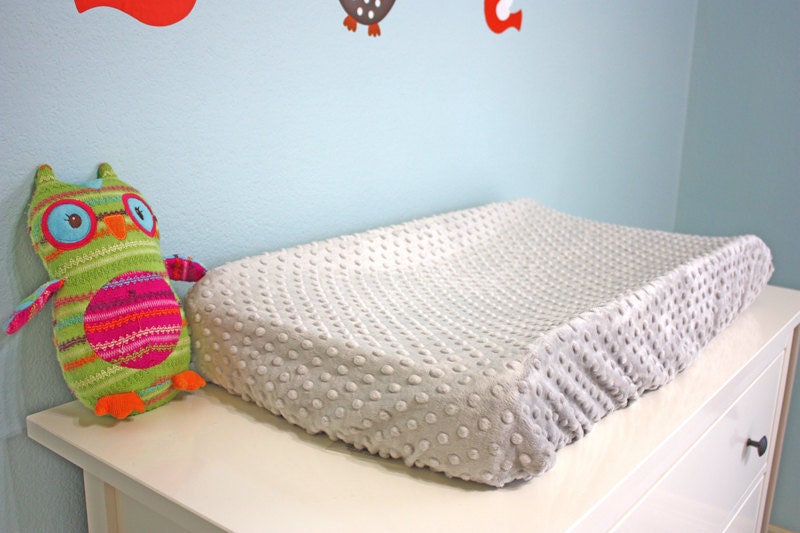 Changing Pad Cover Gray Minky Dot