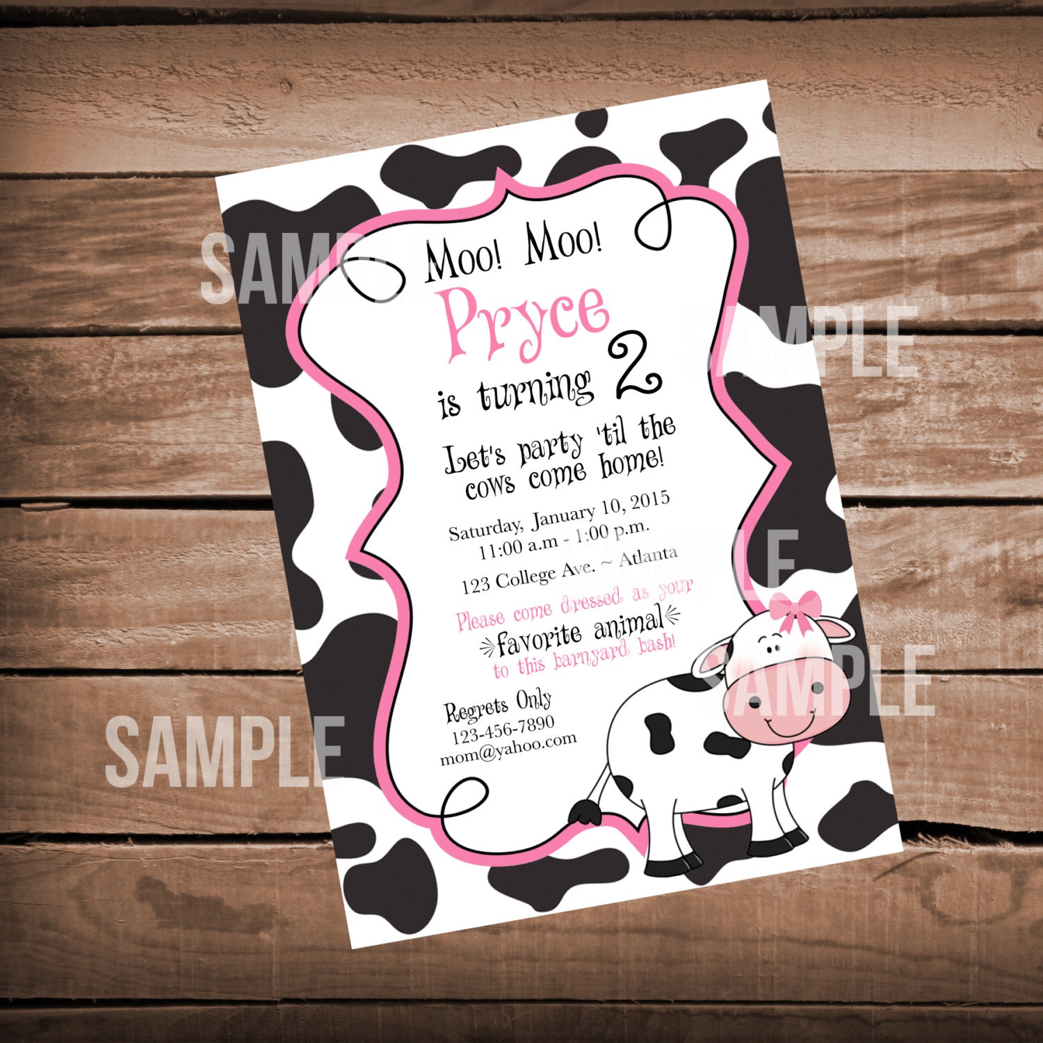 Cow Birthday Invitations 4