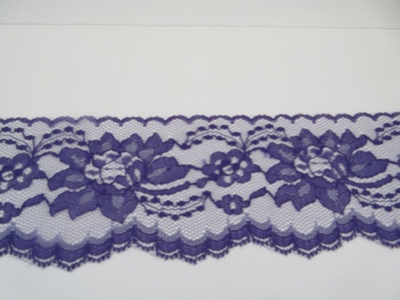 Purple Lace Trim Ribbon 3 inch wide Floral Lace DIY