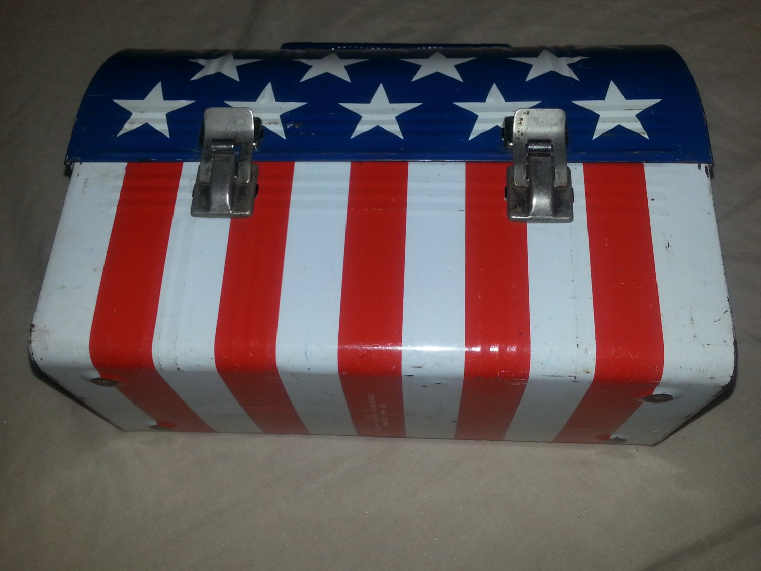 1970's American Flag Steel Lunch Box