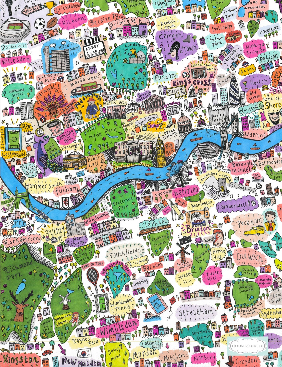 A4 Illustrated map of West and South West London