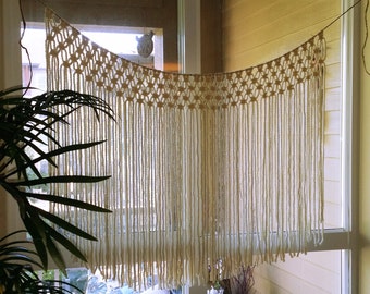 Handmade Macrame Wall Hanging. Outdoor Wedding Altar. Arbor Decor. Window Curtain.