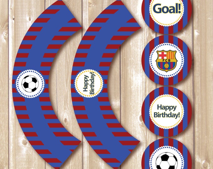 Barcelona printables. Barcelona toppers and wrappers. Soccer printables. Soccer toppers and wrappers. Instant download barcelona printables.