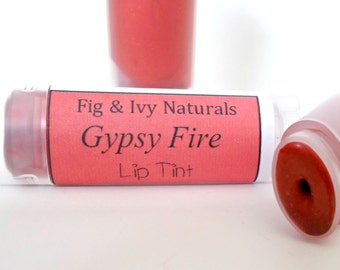 Gypsy Fire Tinted Lip Balm - Bright Red Orange Lip Tint - Shimmery Lip Stain