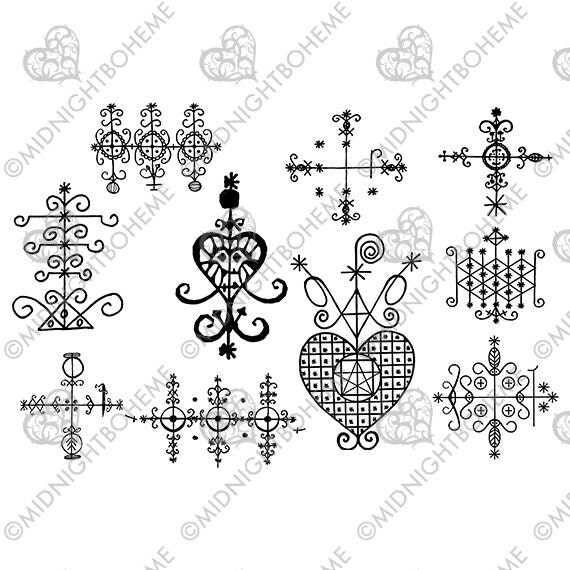 Louisiana New Orleans Voodoo Veve Symbols for Scrapbooking