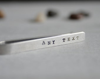 Personalized custom tie bar. Tie clip for skinny or regular tie. Gift idea for men