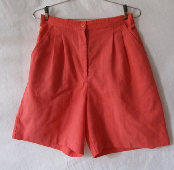 Vintage salmon colored gathered womens 80s shorts shorts with