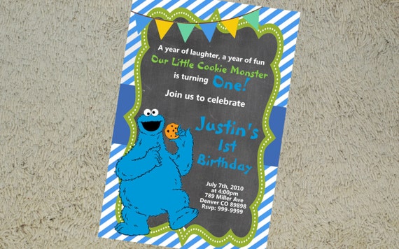 Printable Cookie Monster Birthday Invitation Cookie Monster
