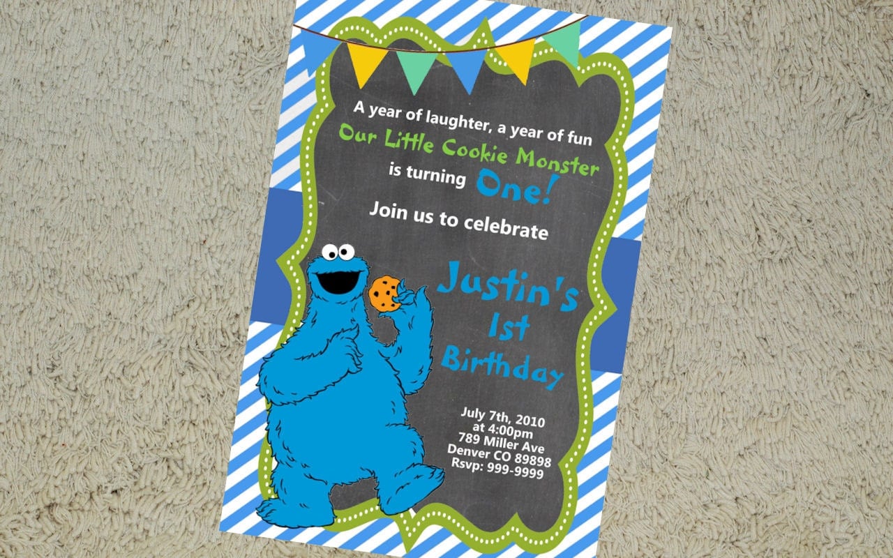 Printable Cookie Monster Birthday Invitation Cookie Monster