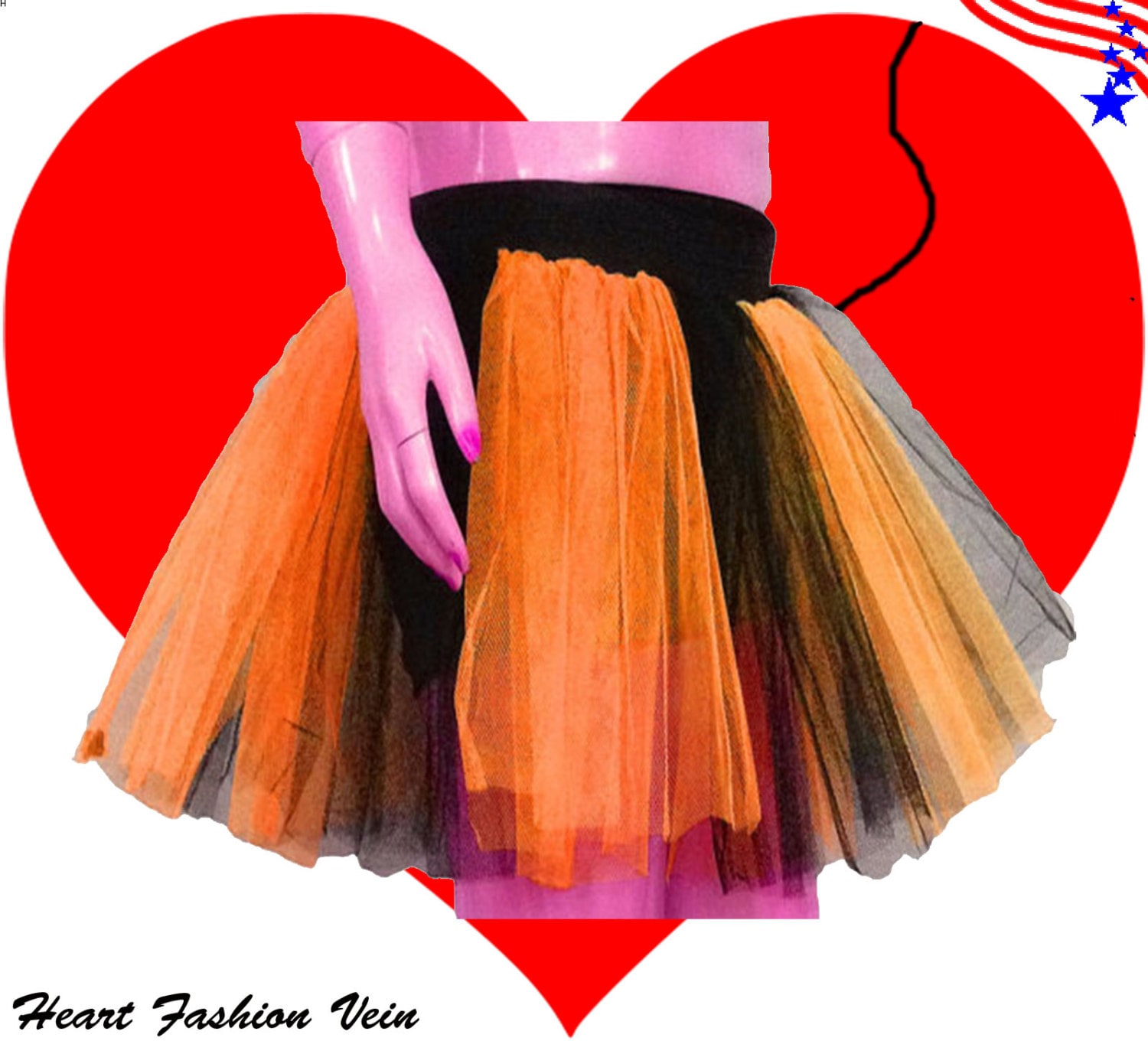 Plus Size Orange Black Stripe Tutu Skirt 2 Tone 3 Layers