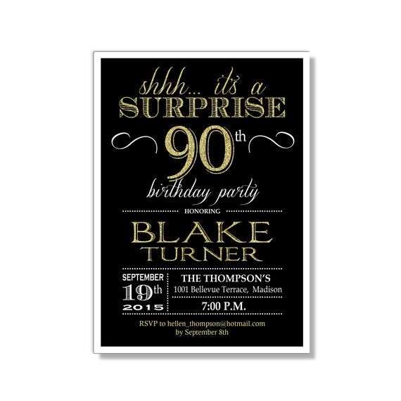 90Th Surprise Birthday Party Invitations 7