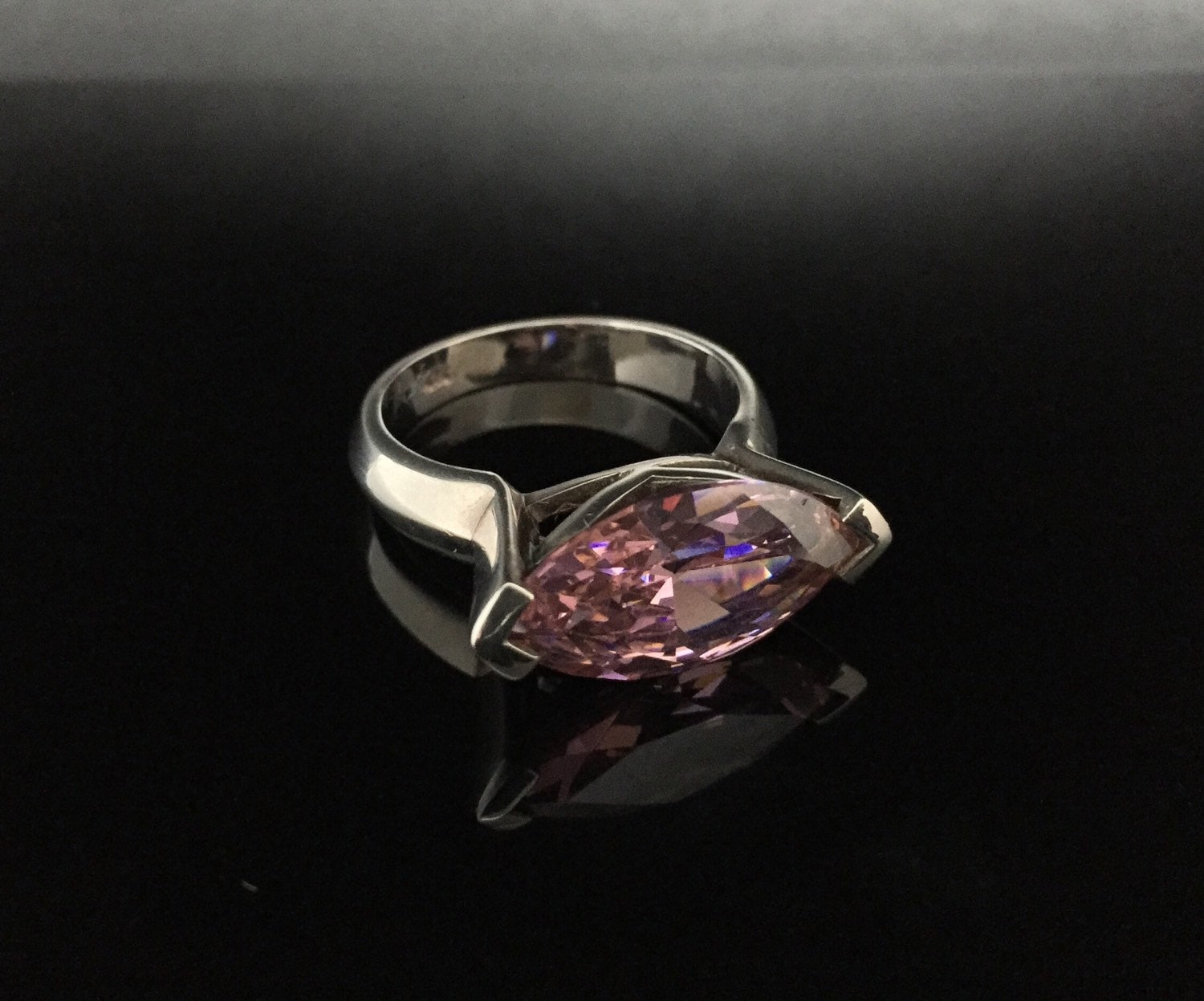 Reduced Price // Pink CZ Silver Ring // 925 Sterling Silver